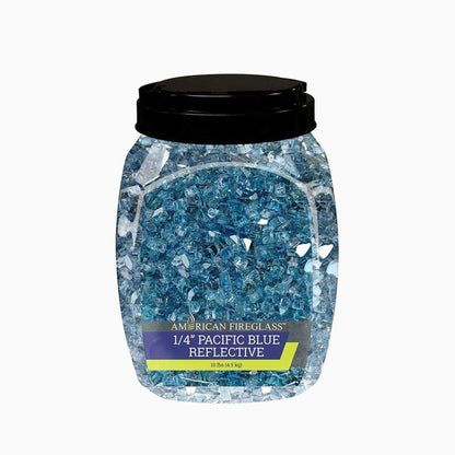 American Fireglass 1/4" Pacific Blue Reflective Fire Glass