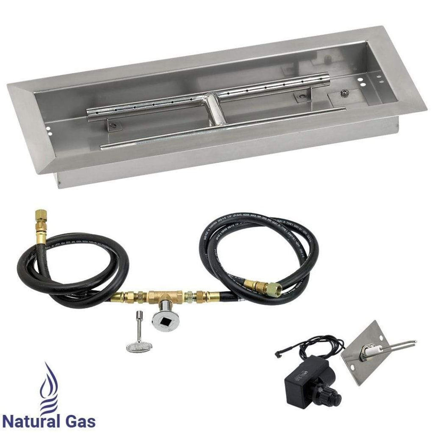 American Fireglass 18" x 6" Rectangular Drop-In Pan with Spark Ignition Kit