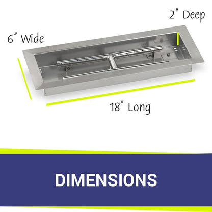 American Fireglass 18" x 6" Rectangular Stainless Steel Drop-In Fire Pit Pan