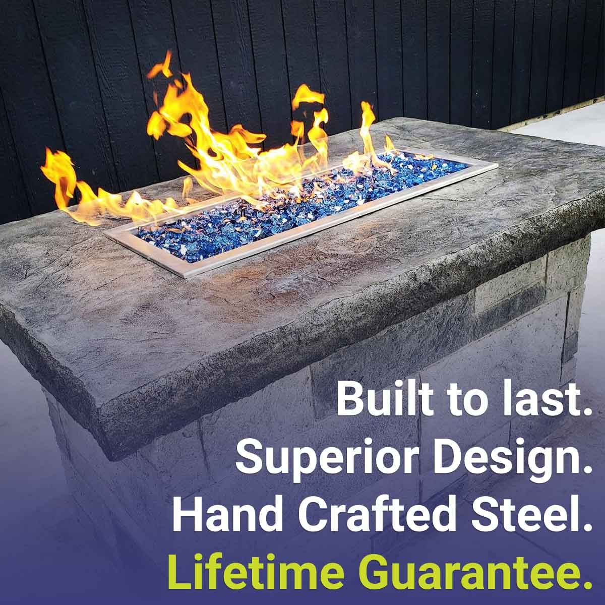 American Fireglass 18" x 6" Rectangular Stainless Steel Drop-In Fire Pit Pan