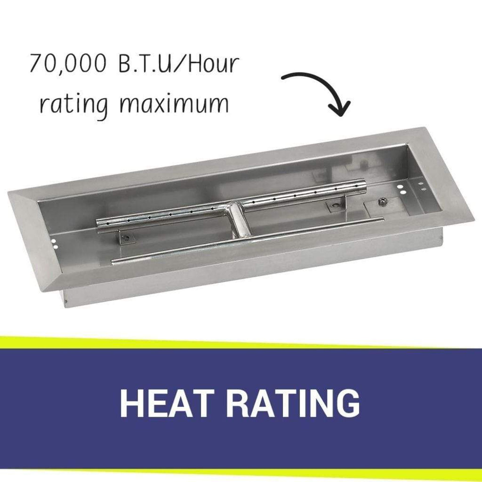 American Fireglass 18" x 6" Rectangular Stainless Steel Drop-In Pan with S.I.T. System