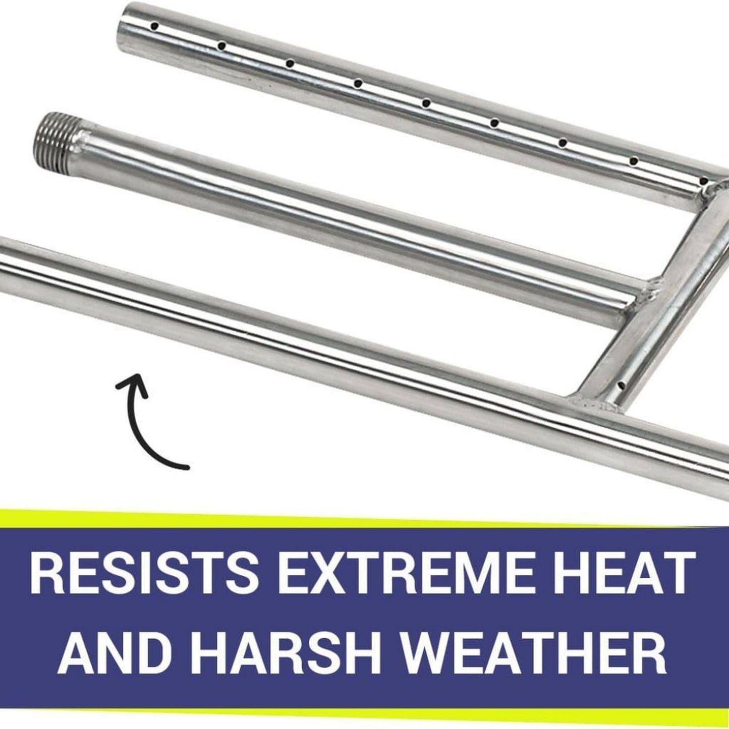 American Fireglass 18" x 6" Stainless Steel H-Style Burner - Natural Gas