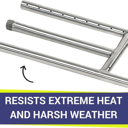 American Fireglass 18" x 6" Stainless Steel H-Style Burner - Natural Gas