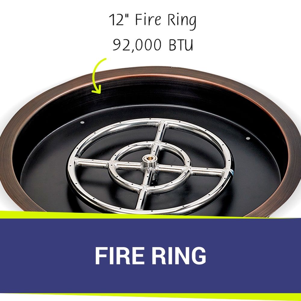 American Fireglass 19" Round Oil Rubbed Bronze Drop-In Fire Pit Pan with 12” Ring Burner