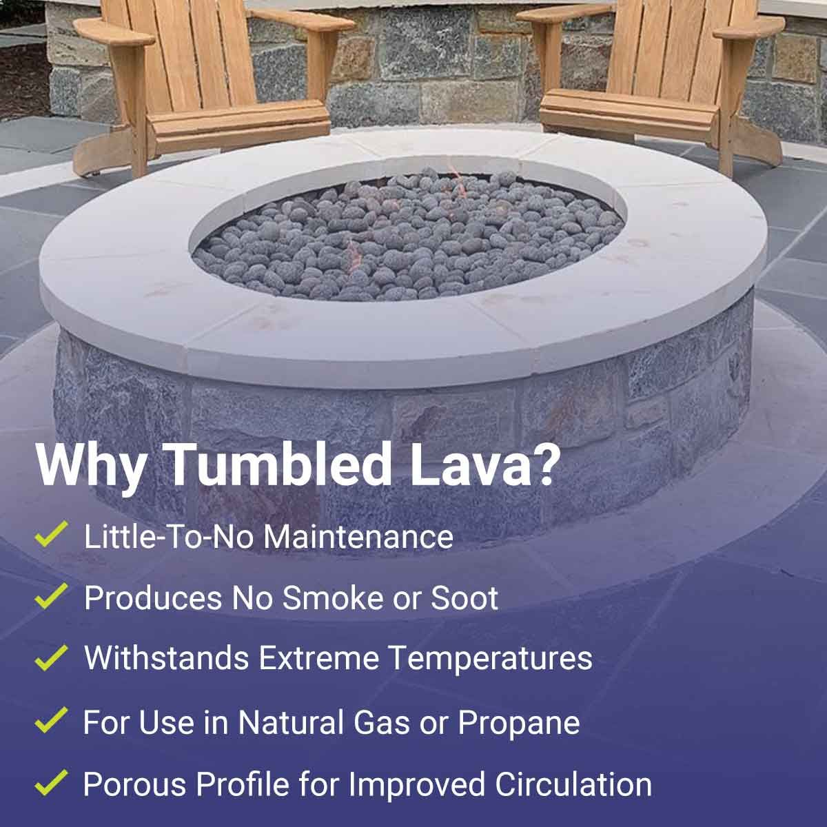 American Fireglass 2" Medium Gray Lava Stone Pallet 60 x 20 lbs Bags