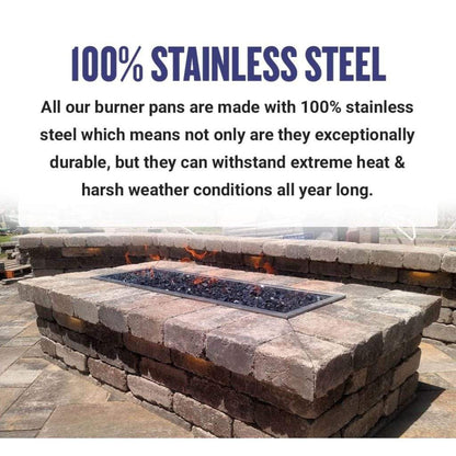 American Fireglass 24" Stainless Steel Square Drop In Pan With 18" Fire Ring