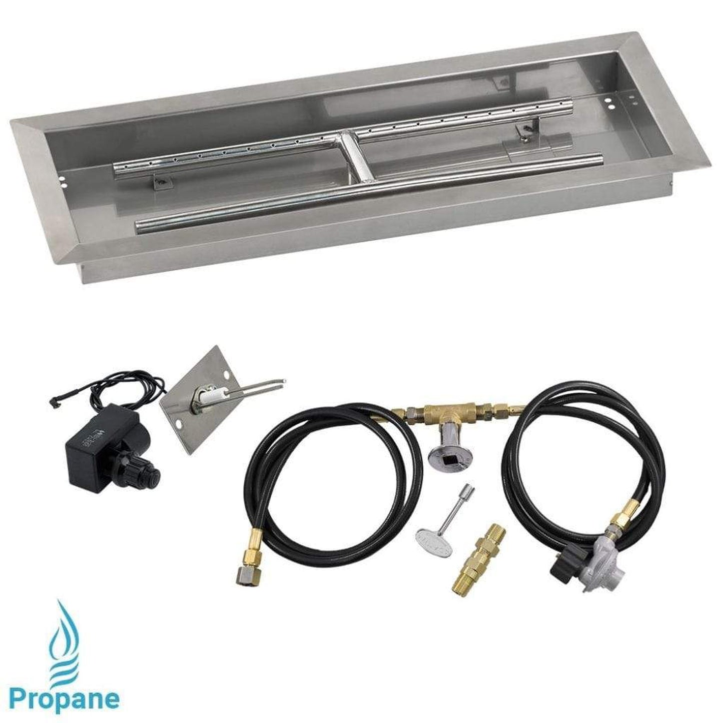 American Fireglass 24" x 8" Rectangular Drop-In Pan with Spark Ignition Kit