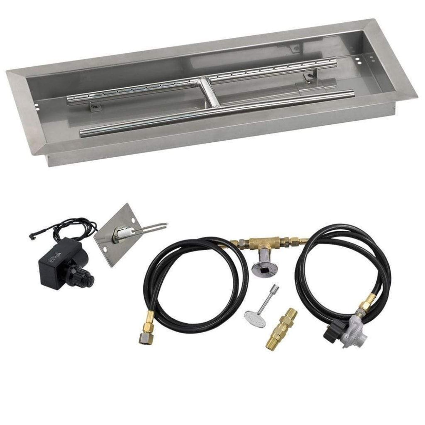 American Fireglass 24" x 8" Rectangular Drop-In Pan with Spark Ignition Kit