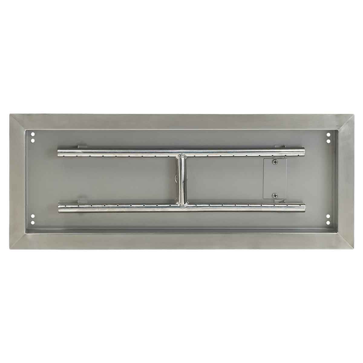 American Fireglass 24" x 8" Rectangular Stainless Steel Drop-In Fire Pit Pan
