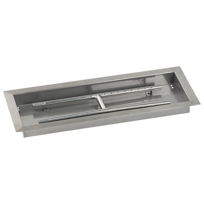 American Fireglass 24" x 8" Rectangular Stainless Steel Drop-In Fire Pit Pan