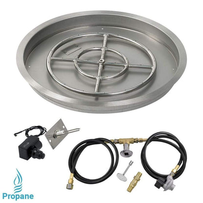 American Fireglass 25" Round Drop-In Pan with Spark Ignition Kit (18" Fire Pit Ring)