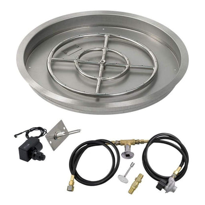 American Fireglass 25" Round Drop-In Pan with Spark Ignition Kit (18" Fire Pit Ring)