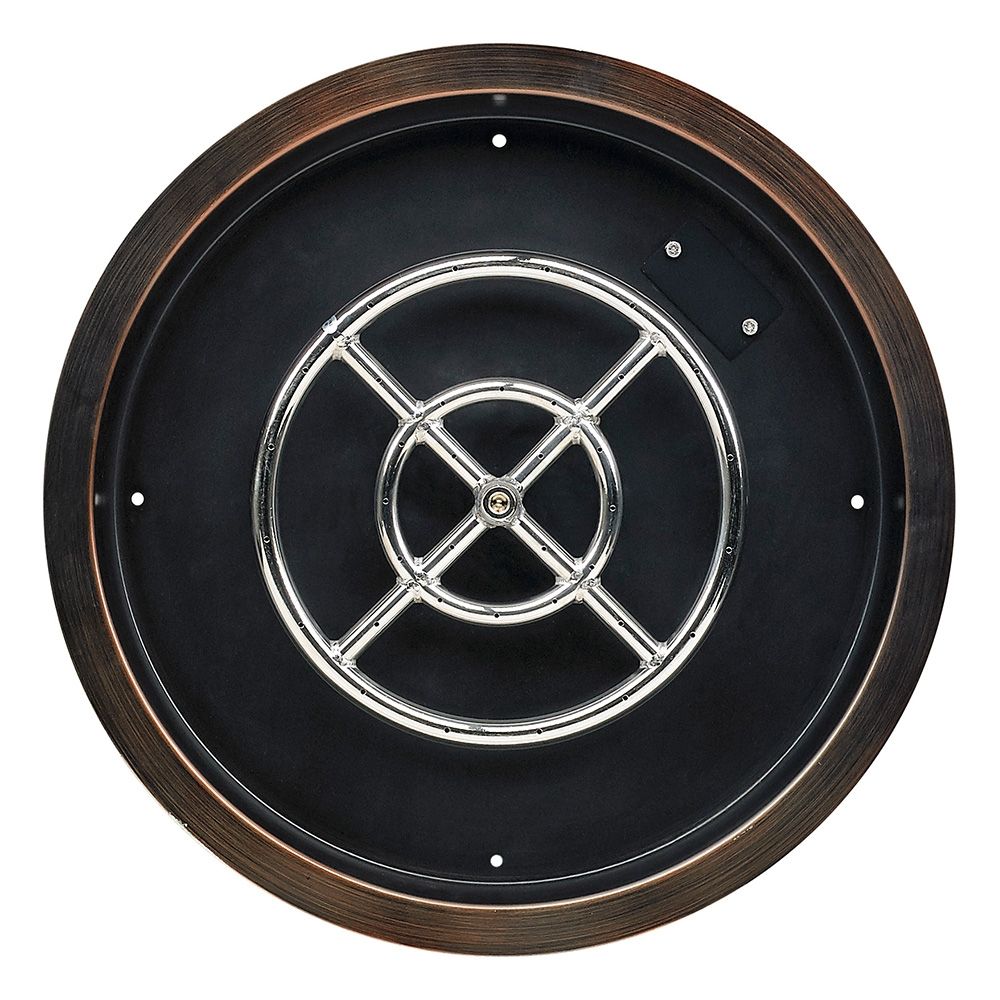 American Fireglass 25" Round Oil Rubbed Bronze Drop-In Fire Pit Pan with 12” Ring Burner