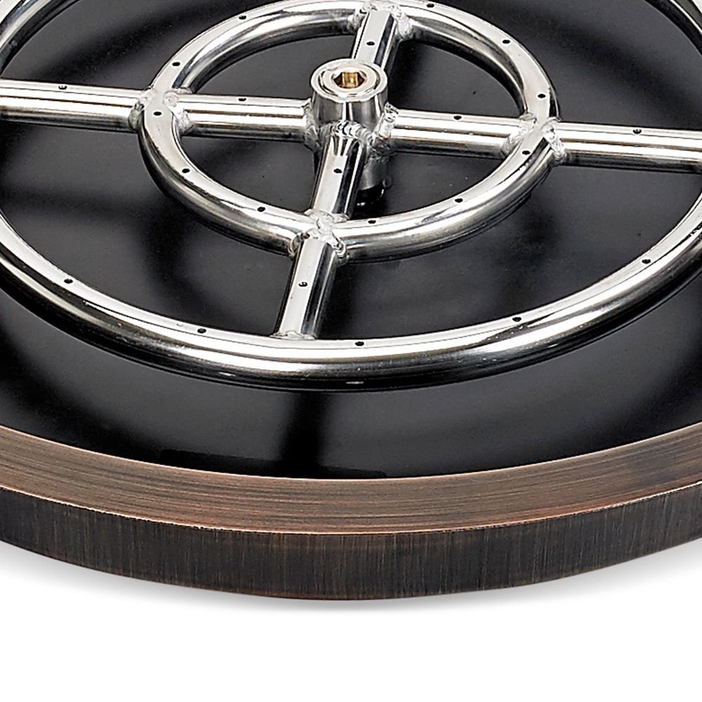 American Fireglass 25" Round Oil Rubbed Bronze Drop-In Fire Pit Pan with 12” Ring Burner