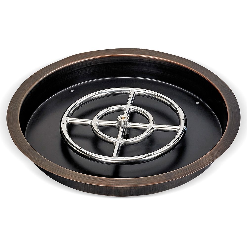 American Fireglass 25" Round Oil Rubbed Bronze Drop-In Fire Pit Pan with 12” Ring Burner