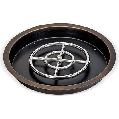 American Fireglass 25" Round Oil Rubbed Bronze Drop-In Fire Pit Pan with 12” Ring Burner