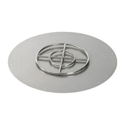 American Fireglass 30" Round Stainless Steel Flat Fire Pit Pan with Natural Gas Match Light Kit (18" Ring)