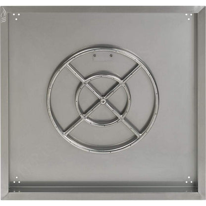 American Fireglass 30" Stainless Steel Square Drop In Pan With 18" Ring
