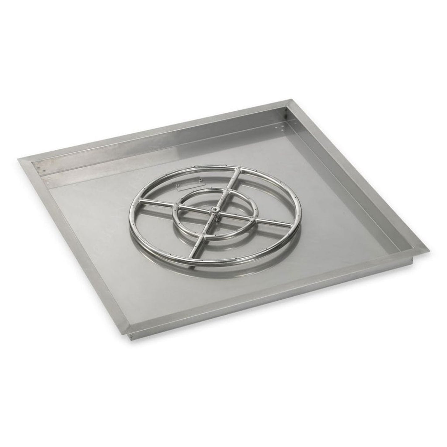 American Fireglass 30" Stainless Steel Square Drop In Pan With 18" Ring
