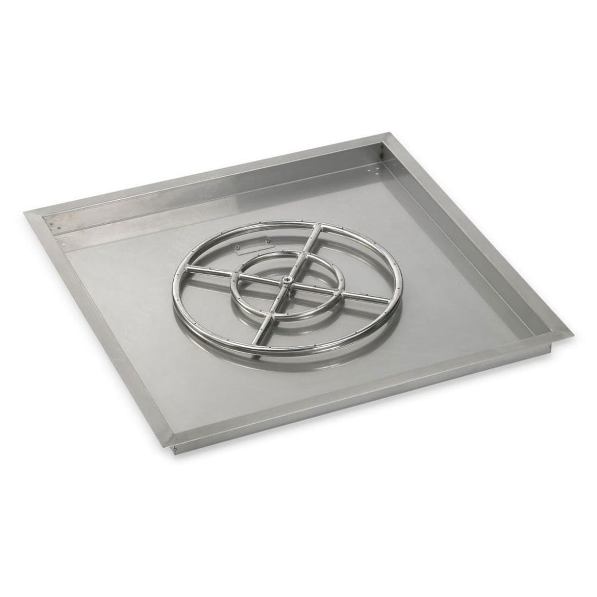American Fireglass 30" Stainless Steel Square Drop In Pan With 18" Ring