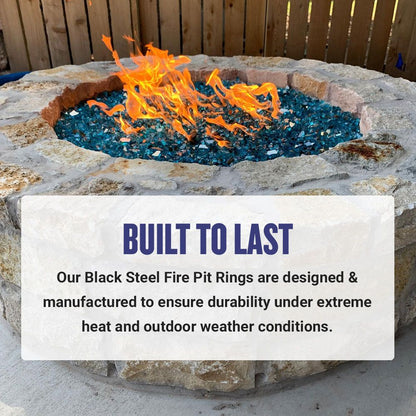 American Fireglass 30" Triple-Ring Round Black Steel Burner with a 3/4" Inlet