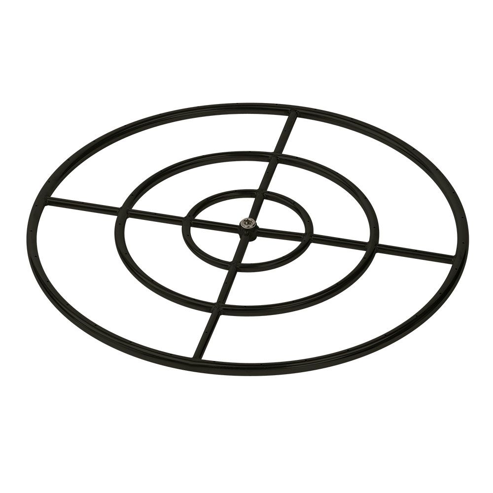American Fireglass 30" Triple-Ring Round Black Steel Burner with a 3/4" Inlet