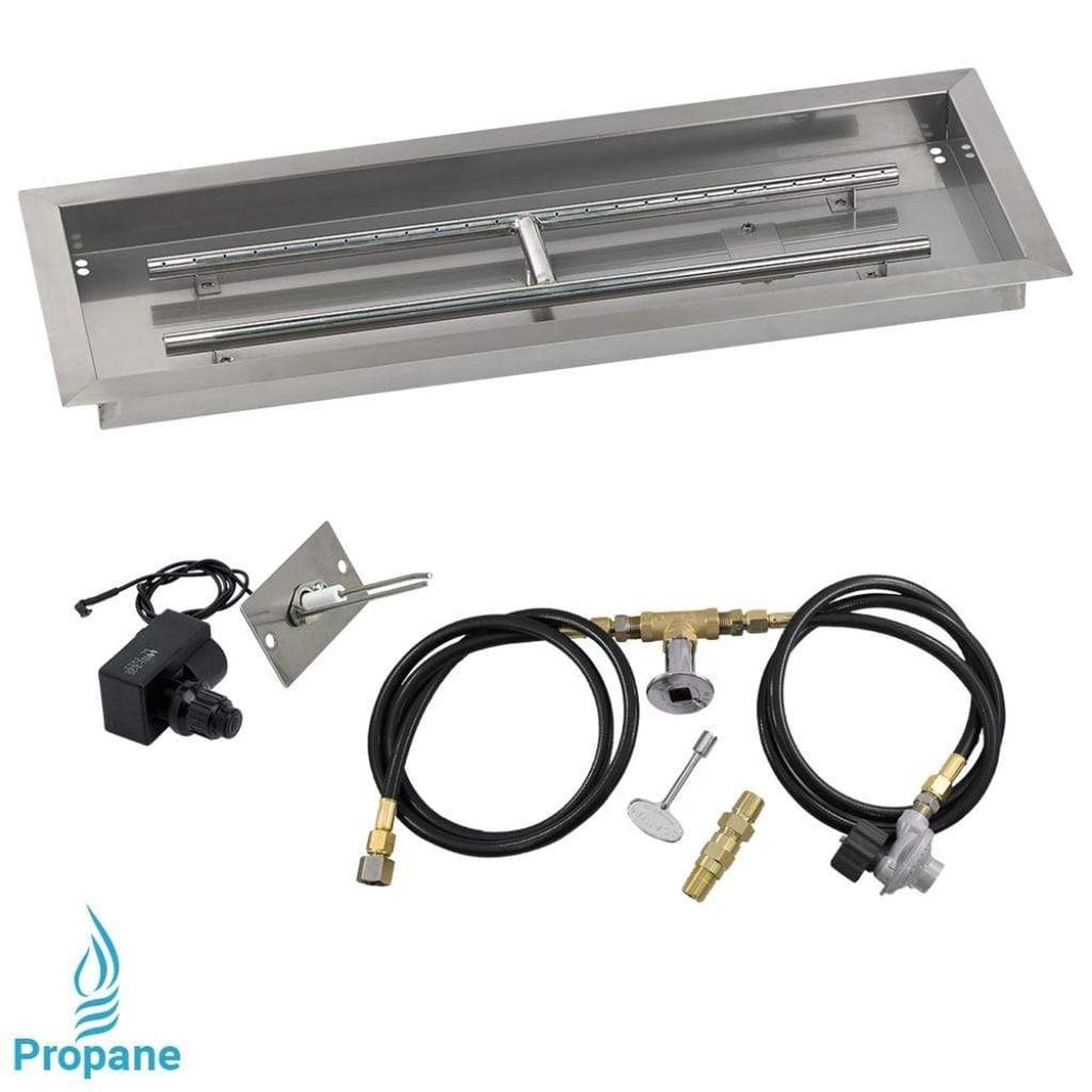 American Fireglass 30" x 10" Rectangular Drop-In Pan with Spark Ignition Kit