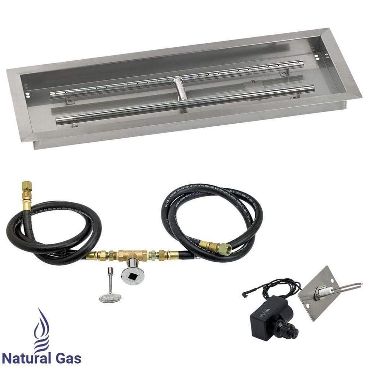American Fireglass 30" x 10" Rectangular Drop-In Pan with Spark Ignition Kit