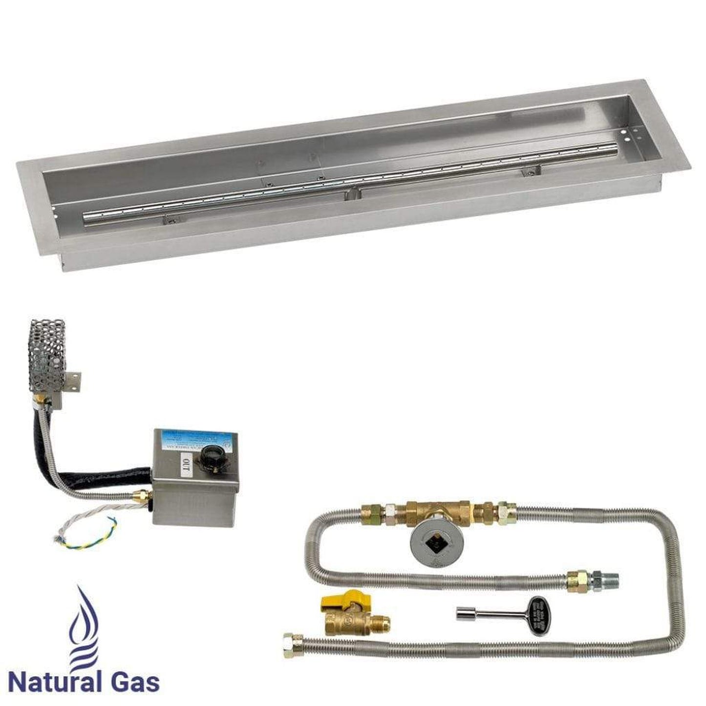 American Fireglass 30" x 6" Stainless Steel Linear Channel Drop-In Pan with S.I.T. System
