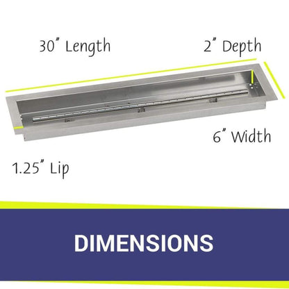 American Fireglass 30" x 6" Stainless Steel Linear Channel Drop-In Pan with S.I.T. System