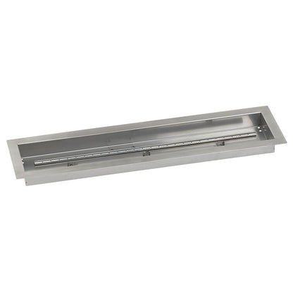 American Fireglass 30"x 6" Linear Stainless Steel Drop-In Fire Pit Pan with Natural Gas Match Light Kit
