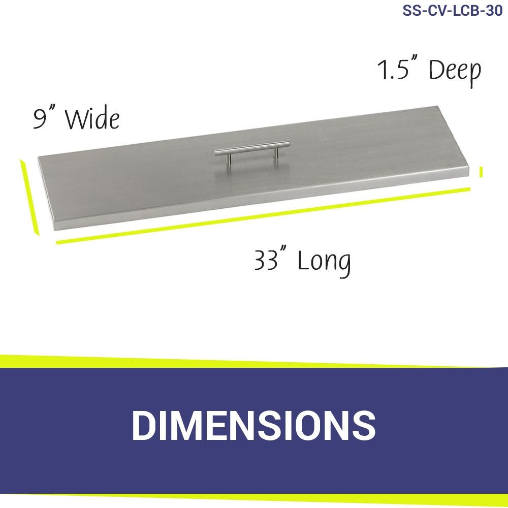 American Fireglass 33" Linear Stainless Steel Drop-In Fire Pit Pan Cover