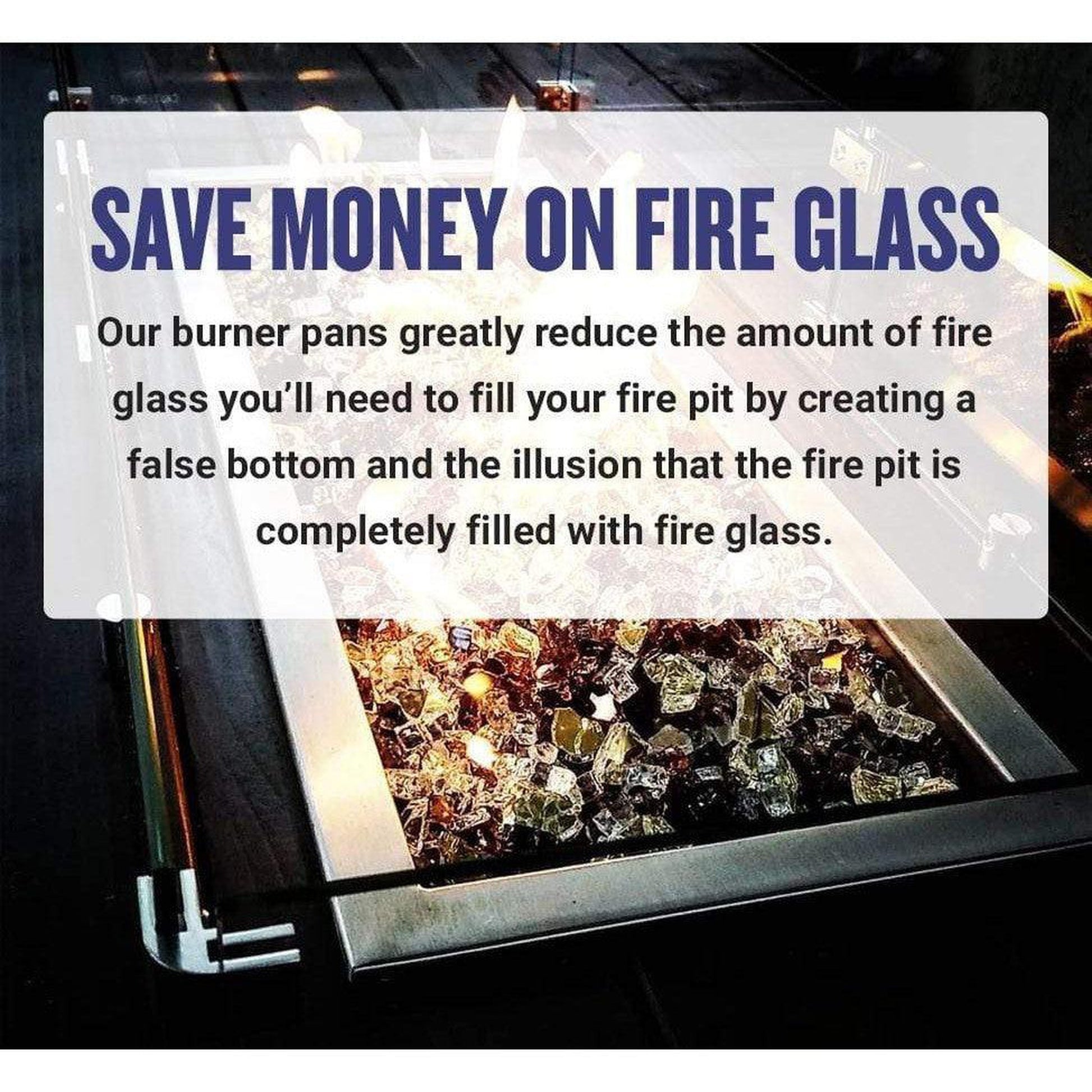 American Fireglass 36" Stainless Steel Square Drop In Pan With 18" Fire Ring