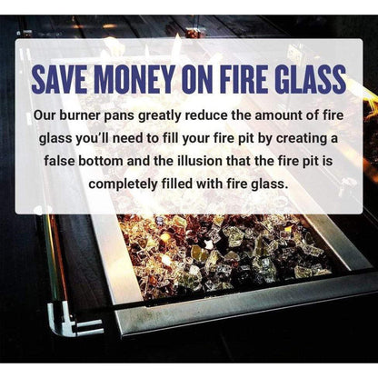 American Fireglass 36" Stainless Steel Square Drop In Pan With 18" Fire Ring