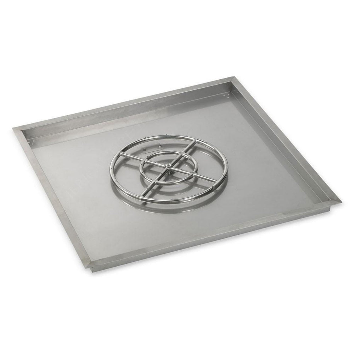 American Fireglass 36" Stainless Steel Square Drop In Pan With 18" Fire Ring