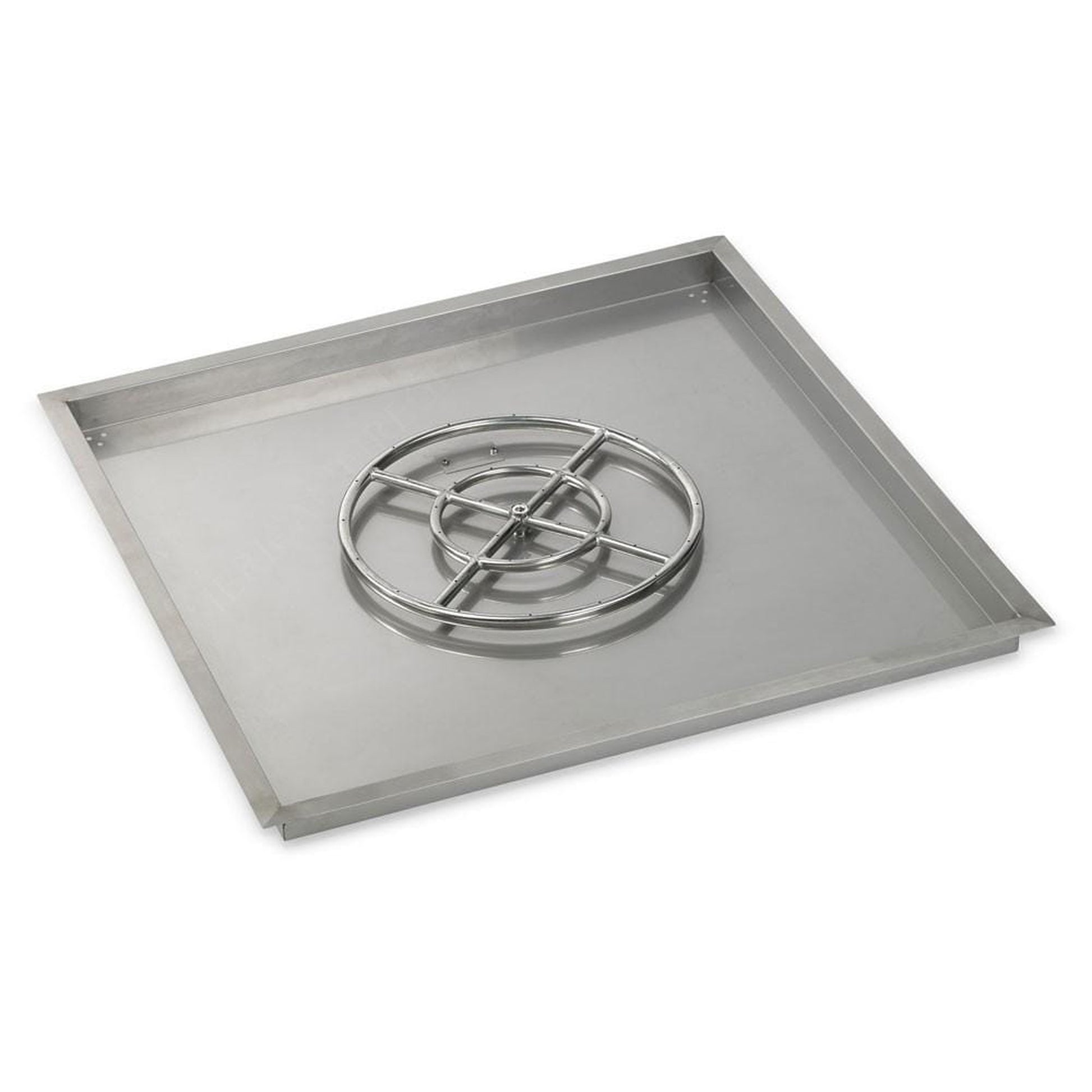 American Fireglass 36" Stainless Steel Square Drop In Pan With 18" Fire Ring