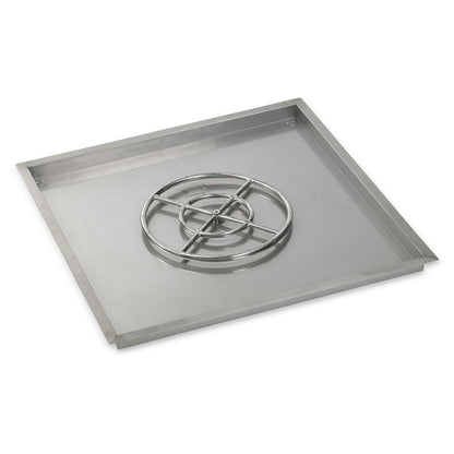 American Fireglass 36" Stainless Steel Square Drop In Pan With 18" Fire Ring