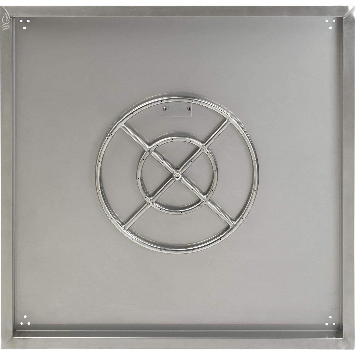 American Fireglass 36" Stainless Steel Square Drop In Pan With 18" Fire Ring