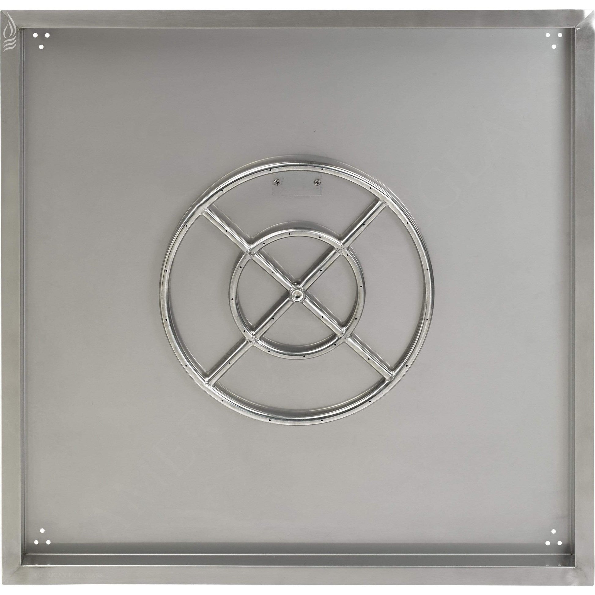 American Fireglass 36" Stainless Steel Square Drop In Pan With 18" Fire Ring