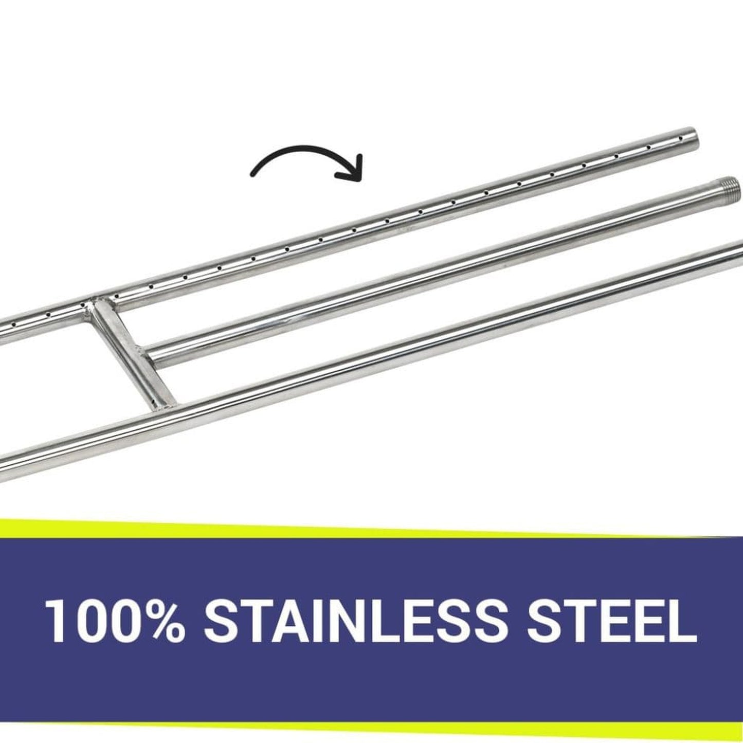 American Fireglass 36" x 6" Stainless Steel H-Style Burner - Natural Gas