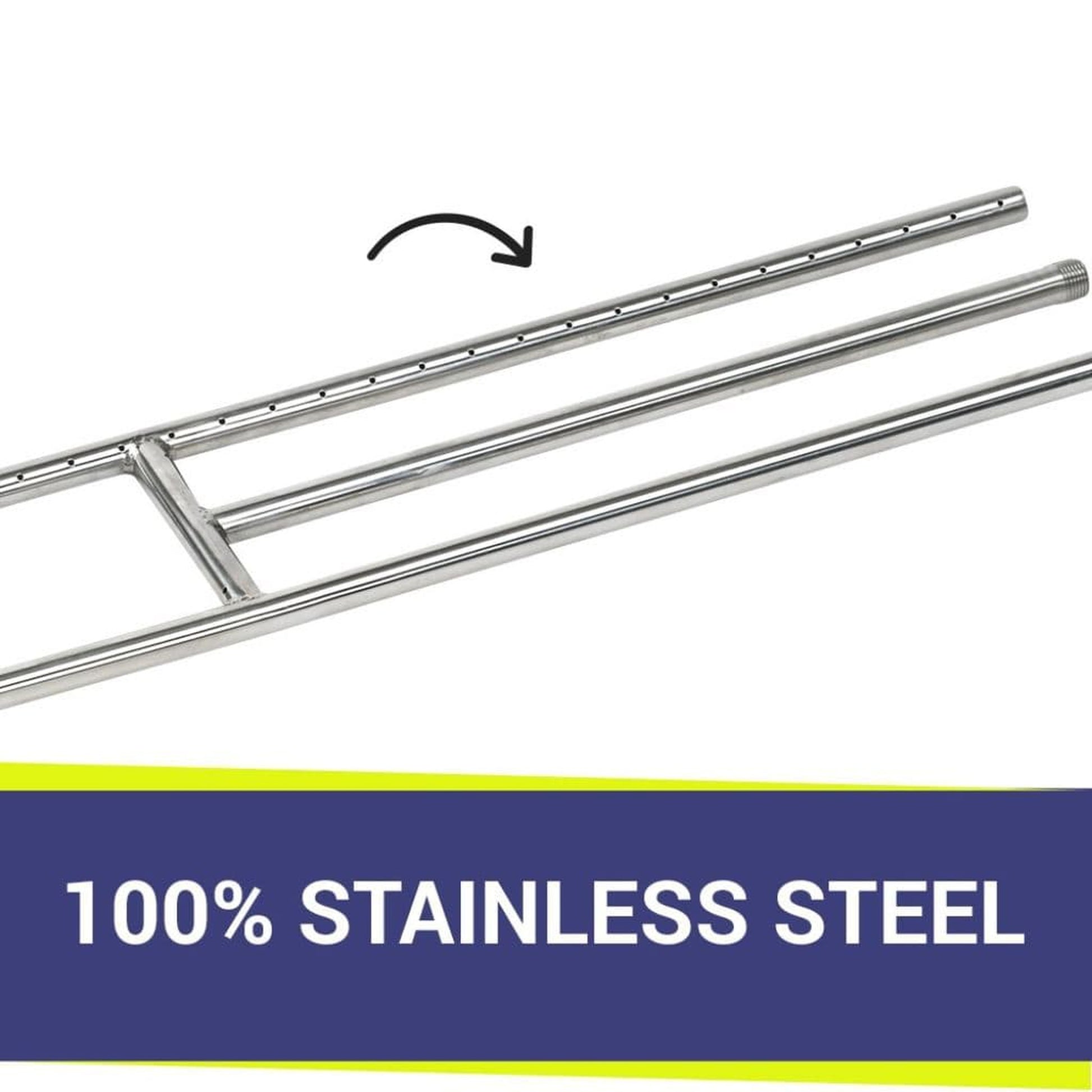 American Fireglass 36" x 6" Stainless Steel H-Style Burner - Natural Gas