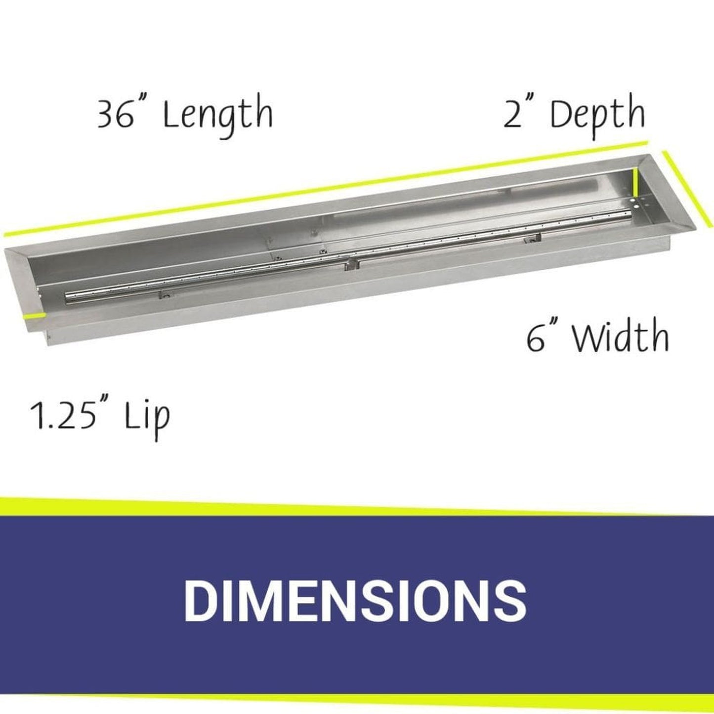 American Fireglass 36" x 6" Stainless Steel Linear Channel Drop-In Pan with S.I.T. System
