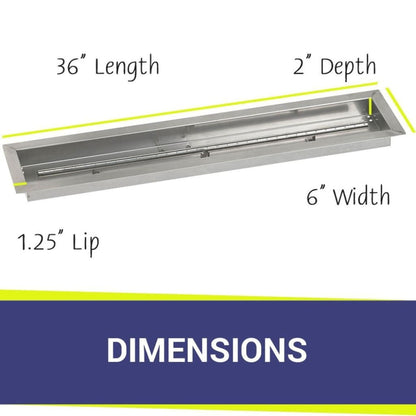 American Fireglass 36" x 6" Stainless Steel Linear Channel Drop-In Pan with S.I.T. System