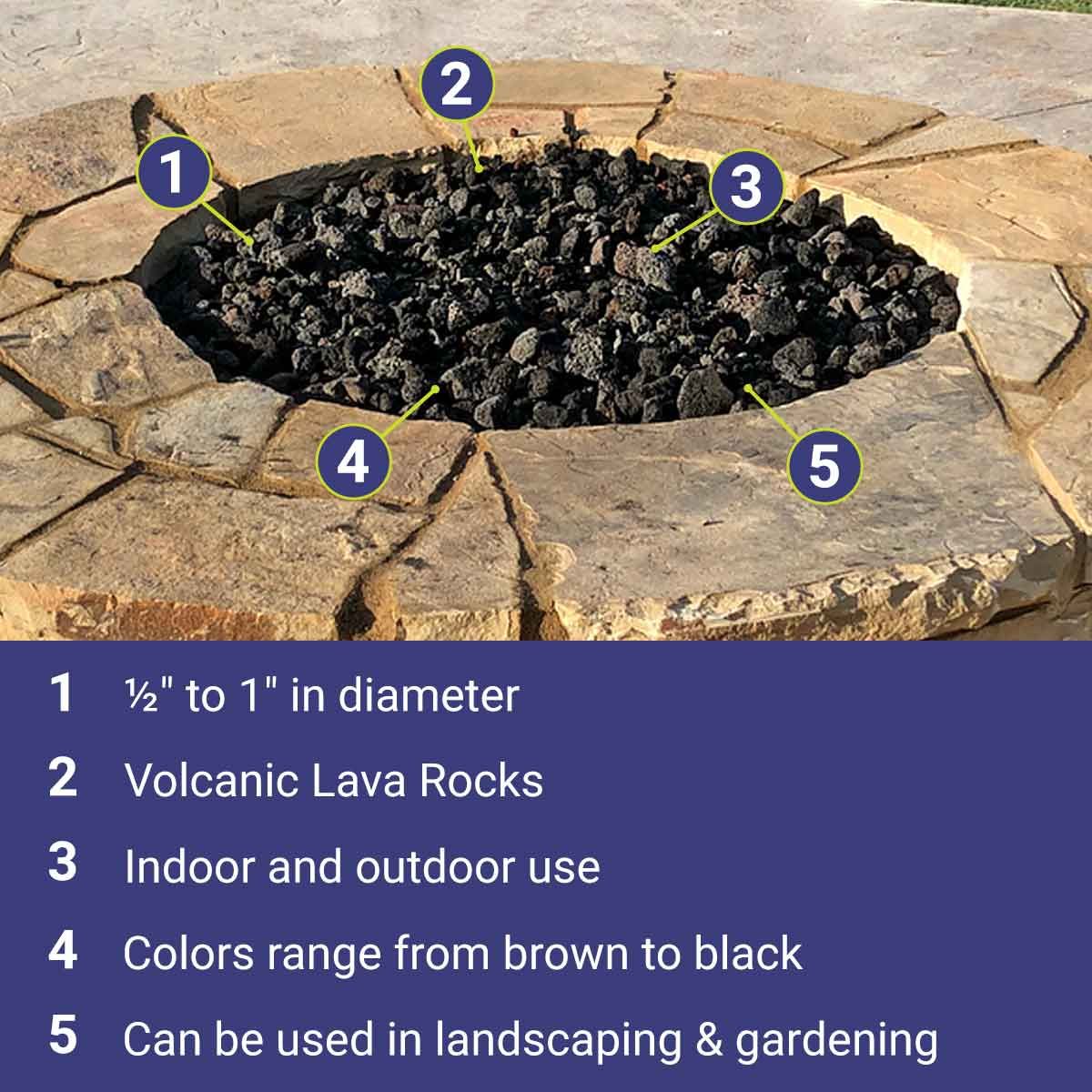 American Fireglass 40 lbs Medium Black Lava Rock