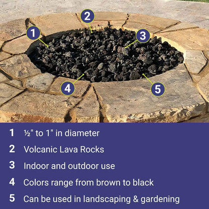 American Fireglass 40 lbs Medium Black Lava Rock