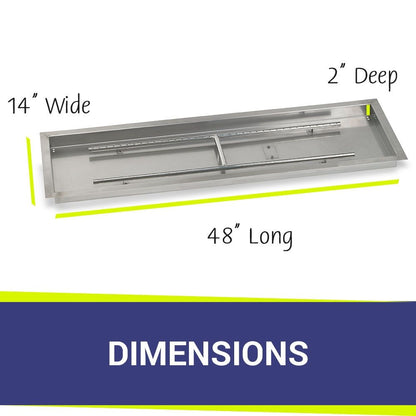 American Fireglass 48" x 14" Rectangular Stainless Steel Drop-In Fire Pit Pan