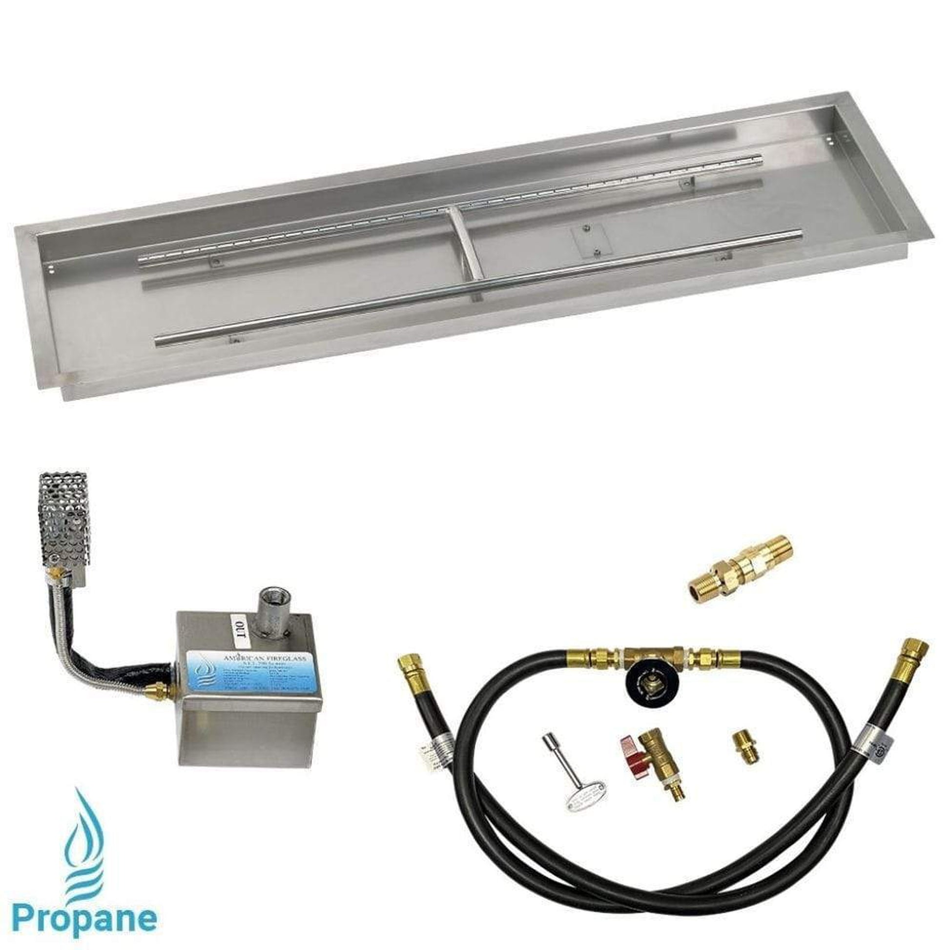 American Fireglass 48" x 14" Rectangular Stainless Steel Drop-In Pan with S.I.T. System