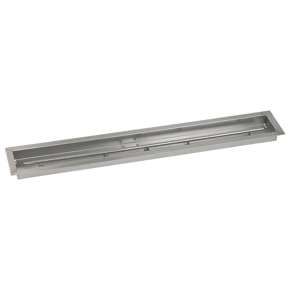 American Fireglass 48"x 6" Linear Stainless Steel Drop-In Fire Pit Pan with Natural Gas Match Light Kit