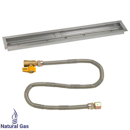 American Fireglass 48"x 6" Linear Stainless Steel Drop-In Fire Pit Pan with Natural Gas Match Light Kit