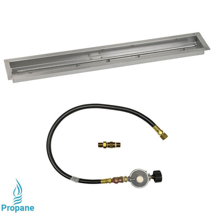 American Fireglass 48"x 6" Linear Stainless Steel Drop-In Fire Pit Pan with Propane Match Light Kit